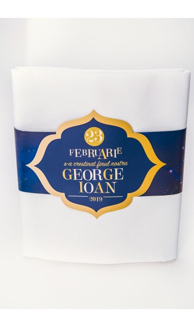 Trusou botez pentru baieti in nuante de alb ,gold si bleumarin, Praf de stele 6